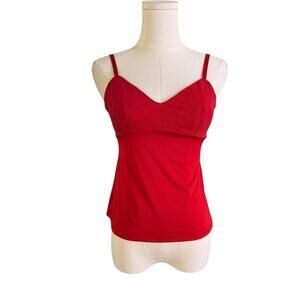 Pink K Red Floral Embroidered V-Neck Camisole Adjustable Straps Size M